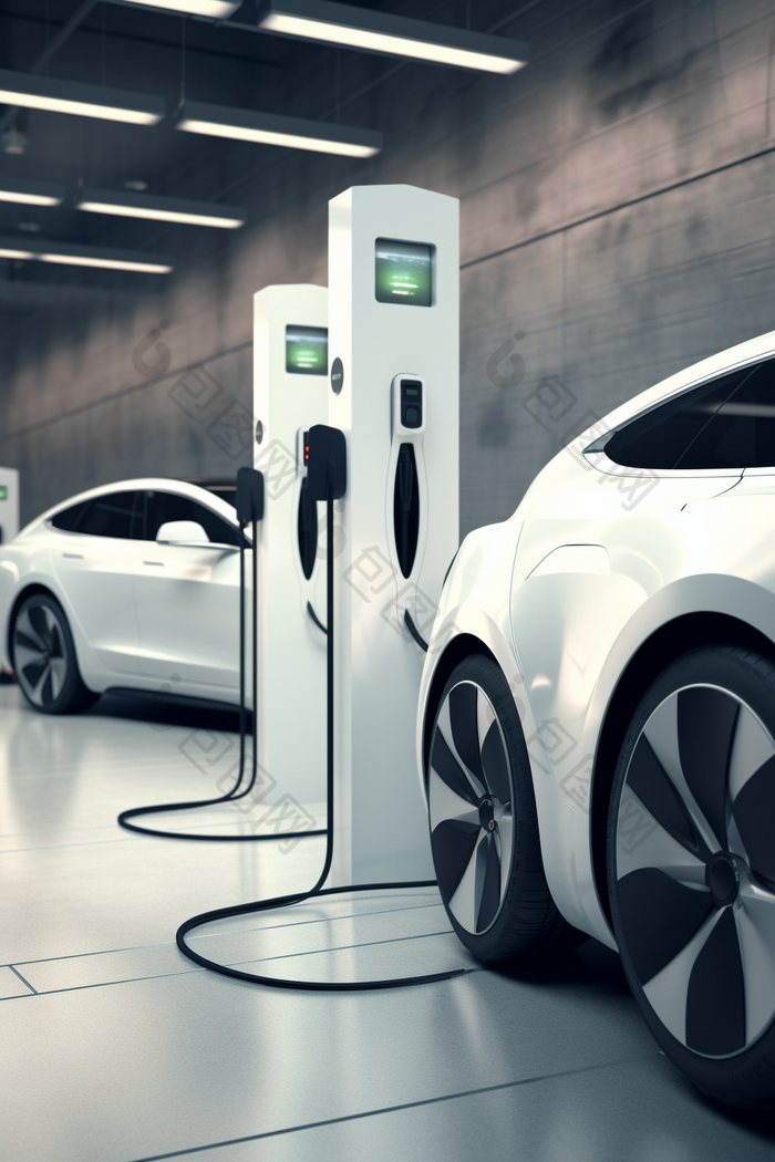 节能环保科技新能源汽车充电场摄影图