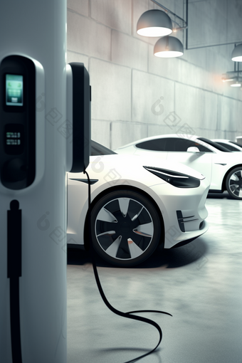 节能环保科技交通新能源汽车充电场摄影图