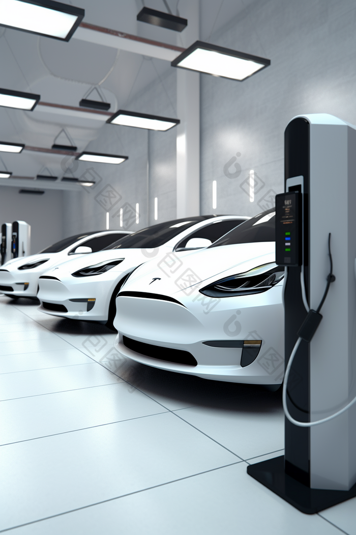 节能科技交通新能源汽车充电场摄影图