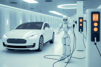 现代环保新能源汽车充电场摄影图