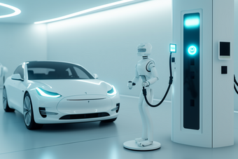现代环保科技新能源汽车充电场摄影图