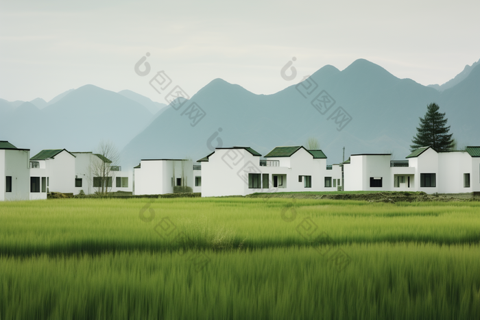 田园生活乡村建设美丽的房子摄影图