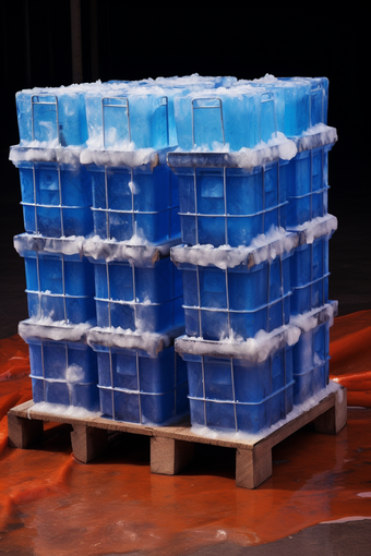 渔场装冰的<strong>保鲜</strong>塑料容器摄影图