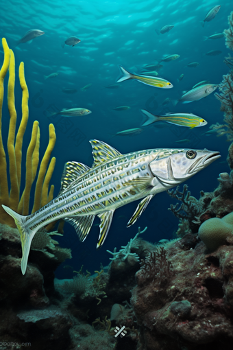 水产海产鱼类养殖海鲜餐饮生鲜梭鱼海水养殖摄影图
