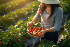 果蔬采摘草莓农业农学农民三农农业类摄影图