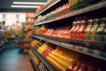 超市货架商业超市零售商品促销购物消费经济摄影图