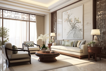 新中式风格高档的客厅摄影图