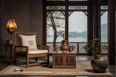 新中式家的具禅宗风格摄影图