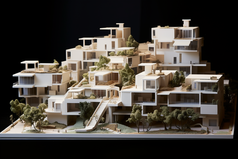 住宅布局建筑模型摄影图