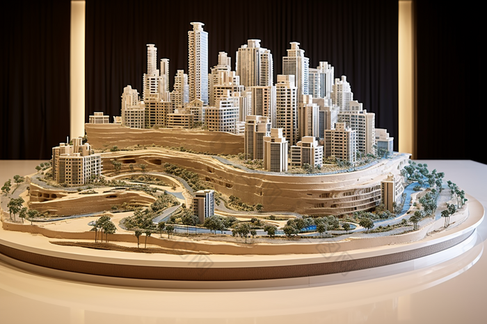 房地产沙盘高楼建筑模型摄影图