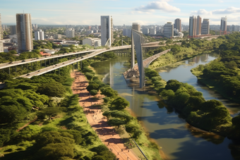 生态城市公园行人天桥摄影图