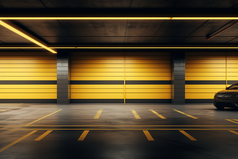 地下停车场的黄黑线摄影图