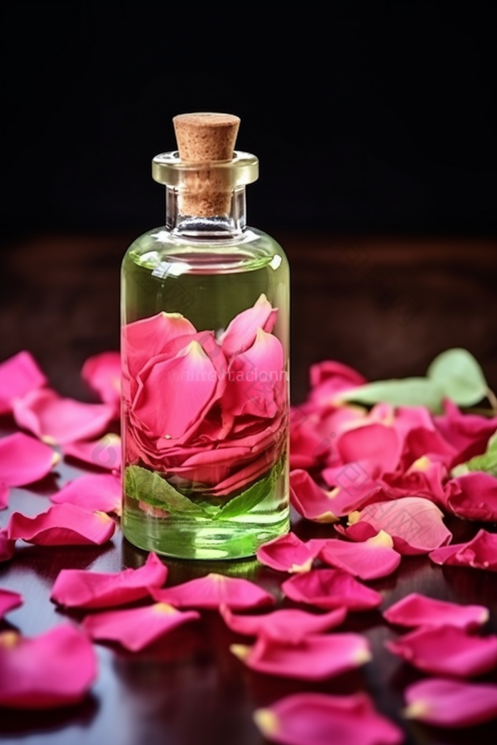 玫瑰精油美容护肤养颜美妆产品摄影图