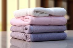 毛巾卷布草布料居家洗手间摄影图