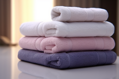 毛巾卷布草布料居家洗护用品酒店商务住宿洗手间摄影图