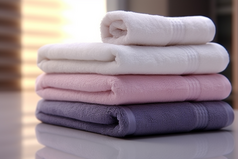 毛巾卷布草布料居家洗护用品酒店宾馆旅店商务洗手间摄影图