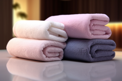 毛巾卷布草布料居家洗护用品酒旅店商务住宿洗手间摄影图