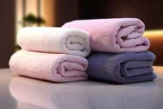 毛巾卷布草布料居家洗护用品酒店宾馆旅店商务住宿洗手摄影图