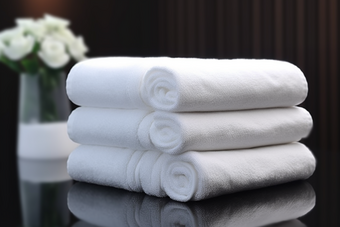 白色毛巾布草布料居家洗护用品酒店商务住宿洗手间摄影图