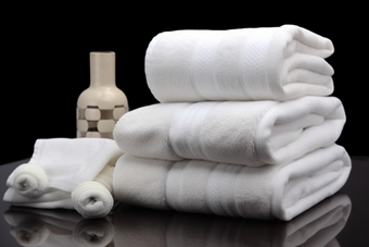 白色毛巾布草布料居家用品酒店洗手间摄影图