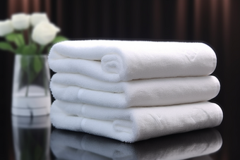白色毛巾布草布料居家洗护用品酒店旅店商务住宿洗手间摄影图