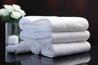 白色毛巾布草布料居家洗护用品酒店摄影图
