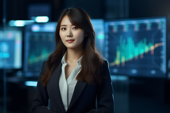 女金融分析师商务人像