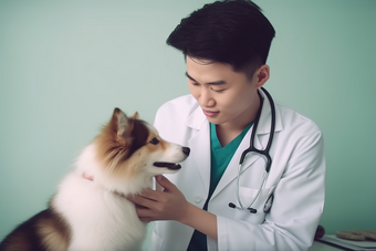 职业兽医检查一个狗