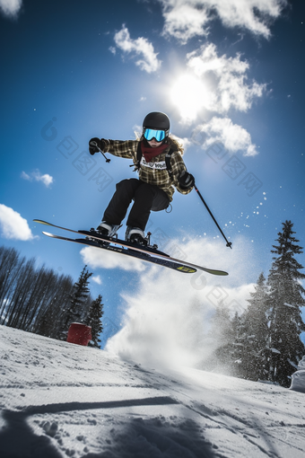 飞跃动作女子滑雪