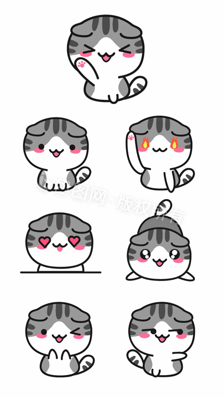 包图 动图gif gif表情包 【ai】 可爱卡通动物折耳猫小猫动态表情包