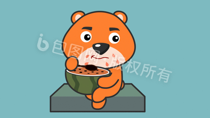 小熊吃西瓜表情包gif动图下载-包图网