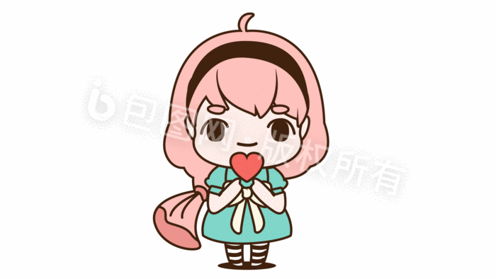 粉色头发蓝色衣服小女仆礼物动态表情包配图