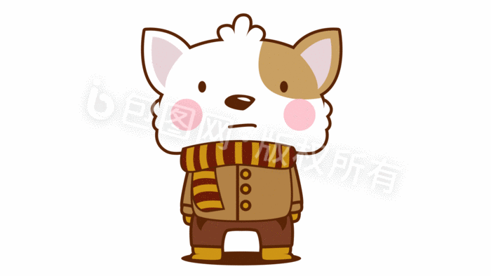 包图 动图gif gif表情包 【psd】 白色围巾呆萌狗狗盘他动态表情包