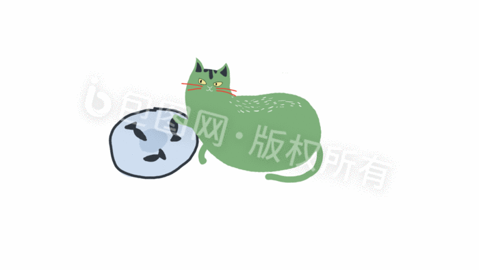 猫小绿系列表情包动态表情包猫抓鱼gif动图下载-包图网