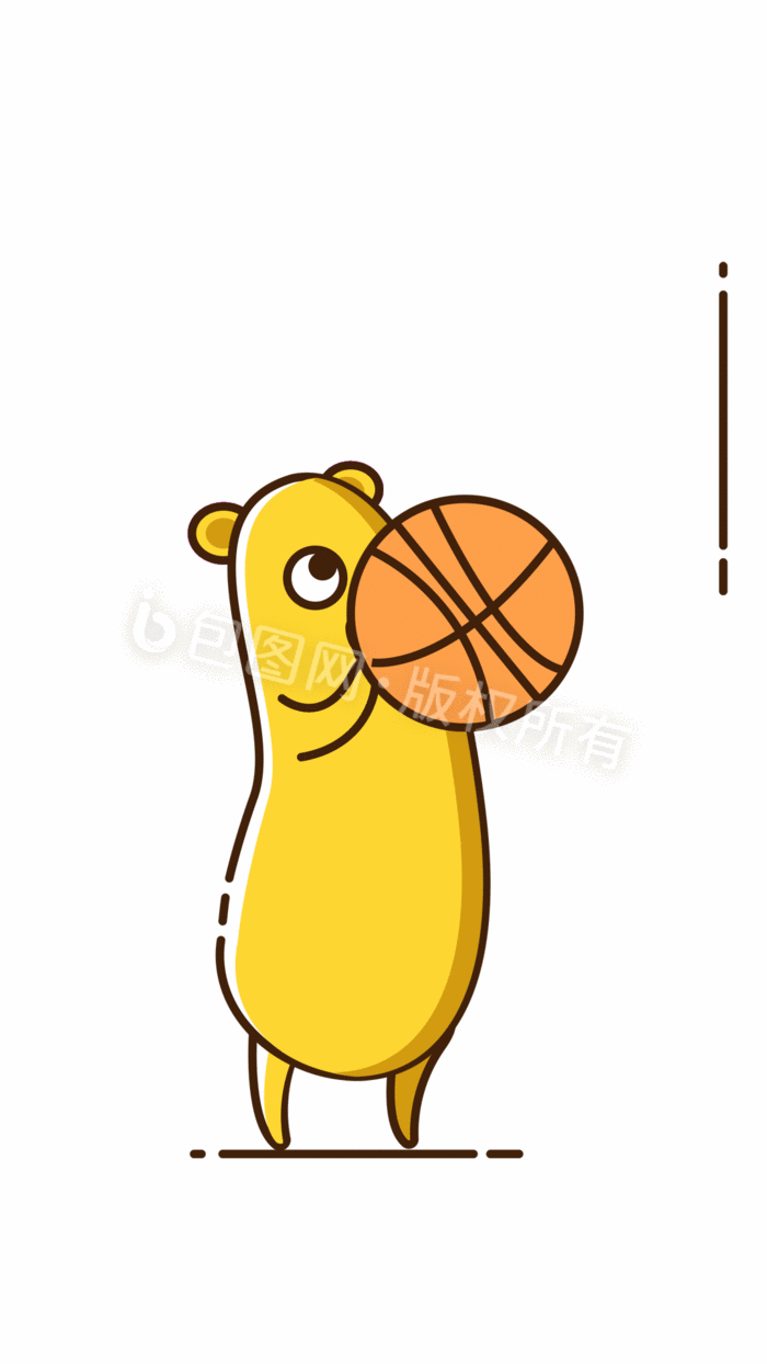 可爱贱萌小黄熊打篮球动态表情包