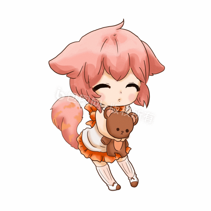 二次元gif表情包抱着小熊的小萝莉