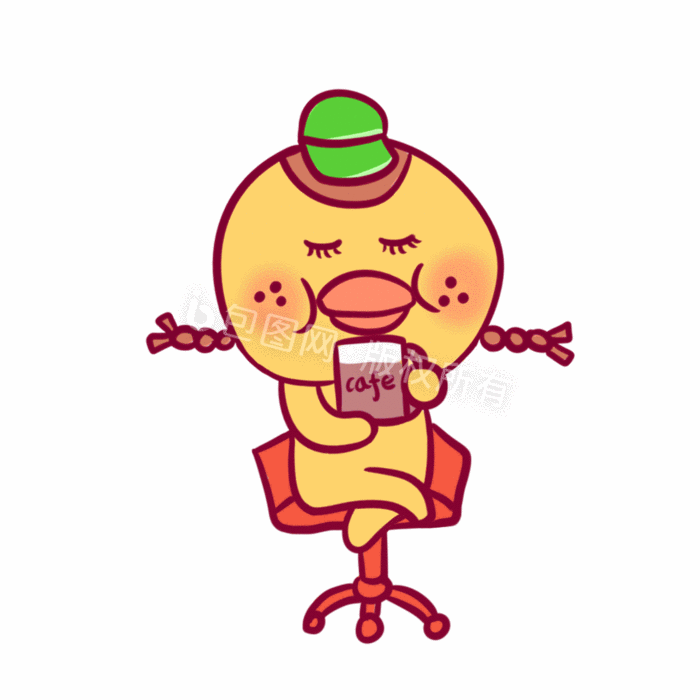 包图 动图gif gif表情包 【psd】 黄色卡通小鸡下午茶动态表情包  所