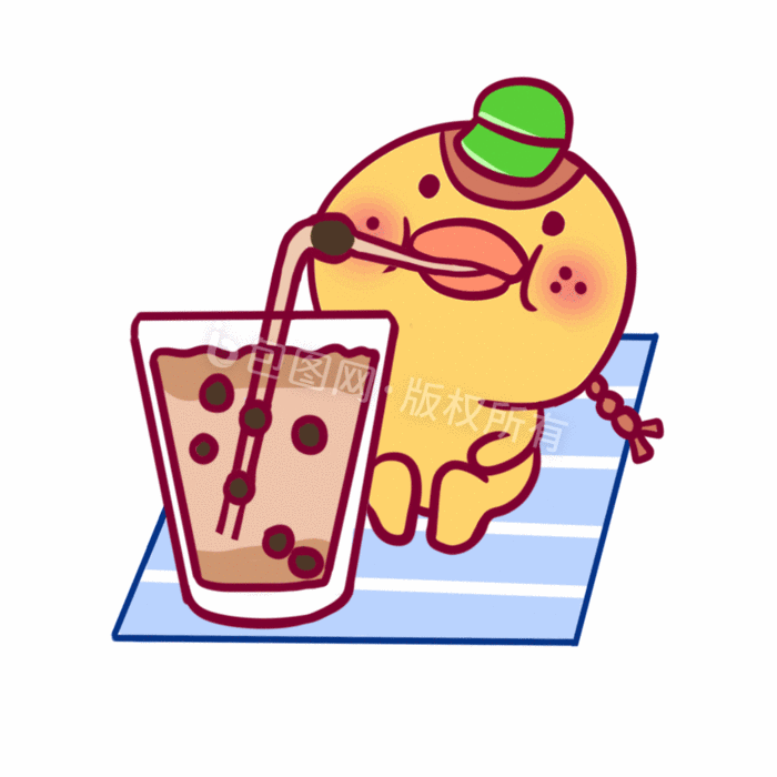 黄色卡通可爱小鸡下午茶动态表情包gif动图下载-包图网