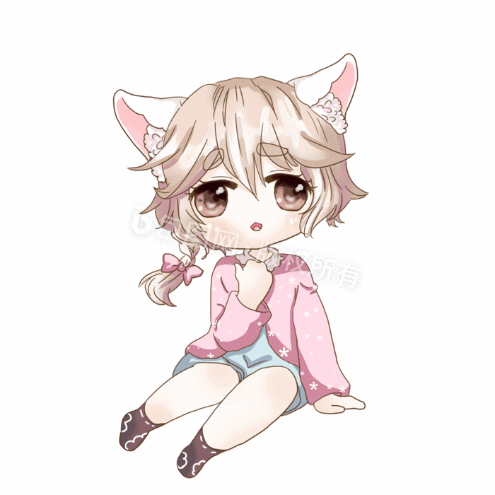 二次元gif表情包卡通带耳朵的美少女卖萌