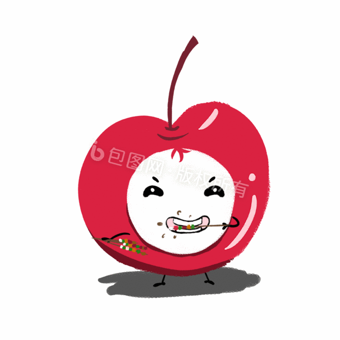 版权: 独家版权 包图网提供精美好看的夏天红色可爱樱桃撸串动态gif