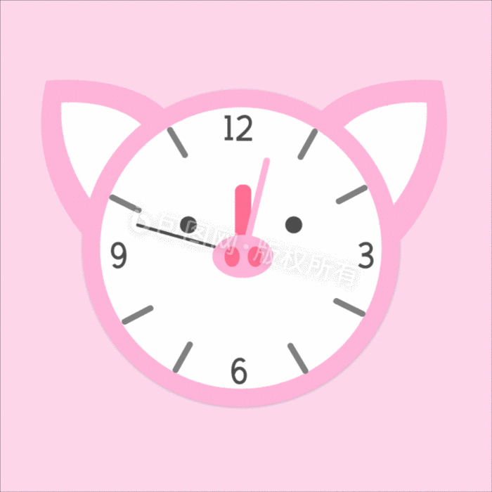 可爱粉色小猪时钟小动画gif动图下载-包图网