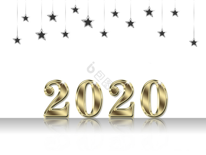 金色数字2020