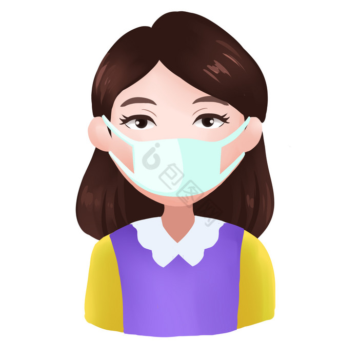 预防感染病毒戴口罩插画