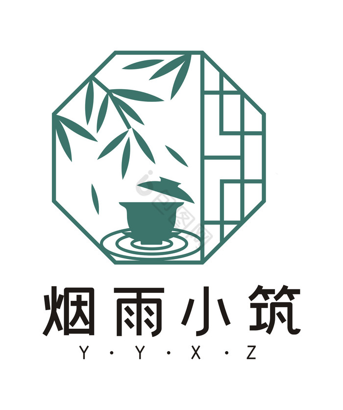 素净茶楼茶馆民宿LOGO标志VI