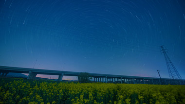 震憾高清油菜花田星空延时4k素材