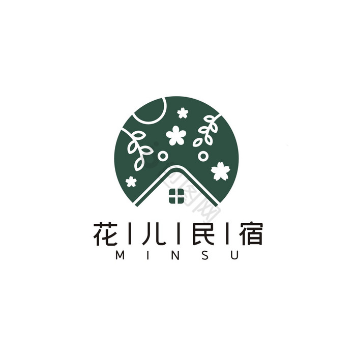 日系花儿民宿LOGO标志VI