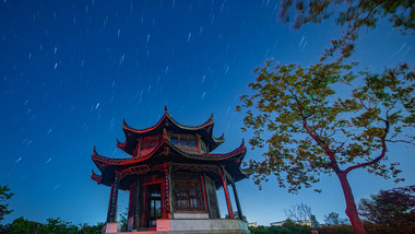古建筑楼阁星空延时