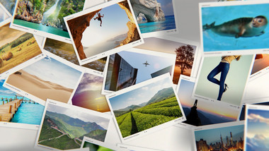 照片掉落堆叠照片墙logo片头AE模板