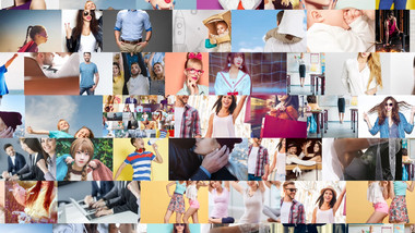 简洁无限变焦100张照片墙AE模板