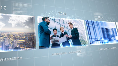 清新大气企业时间轴历史回忆照片墙AE模板